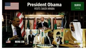 Nevis- IMPERF 2016 President Obama Visits Saudi Arabia Stamp sheet - MNH