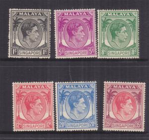 SINGAPORE, 1952 KGVI perf. 17 1/2 x 18, 1c., 5c., 8c., 12c., 20c., 35c., lhm.