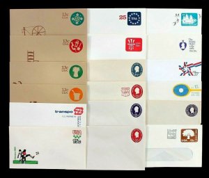 US STAMP COLLECTION POSTAL STATIONARY MINT ENVELOPES  LOT OF 18 ALL DIFFERENT