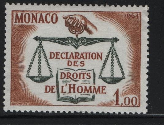 MONACO  599  MNH  SCALES OF JUSTICE ISSUE 1964