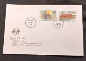 D)1990, FINLAND, FIRST DAY COVER, ISSUE, EUROPE, POST OFFICES, NUVVUS, TURKU,