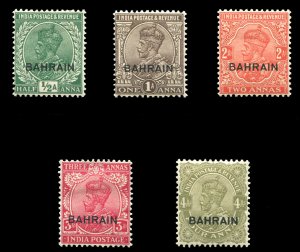 Bahrain #15-18 Cat$106.25, 1934-37 George V, 1/2a-4a, set of five, hinged