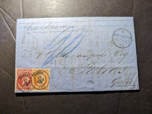 1867 England Folded Letter Cover to Patras Greece