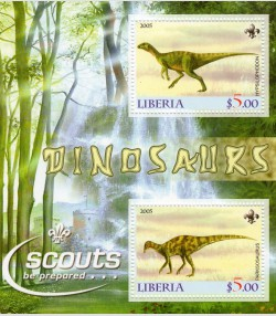 Liberia 2005 DINOSAURS Scouts Sheet Perforated Mint (NH)