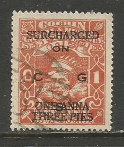 India (Cochin)  #O69  used  (1944)