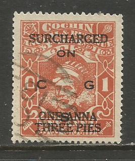 India (Cochin)  #O69  used  (1944)