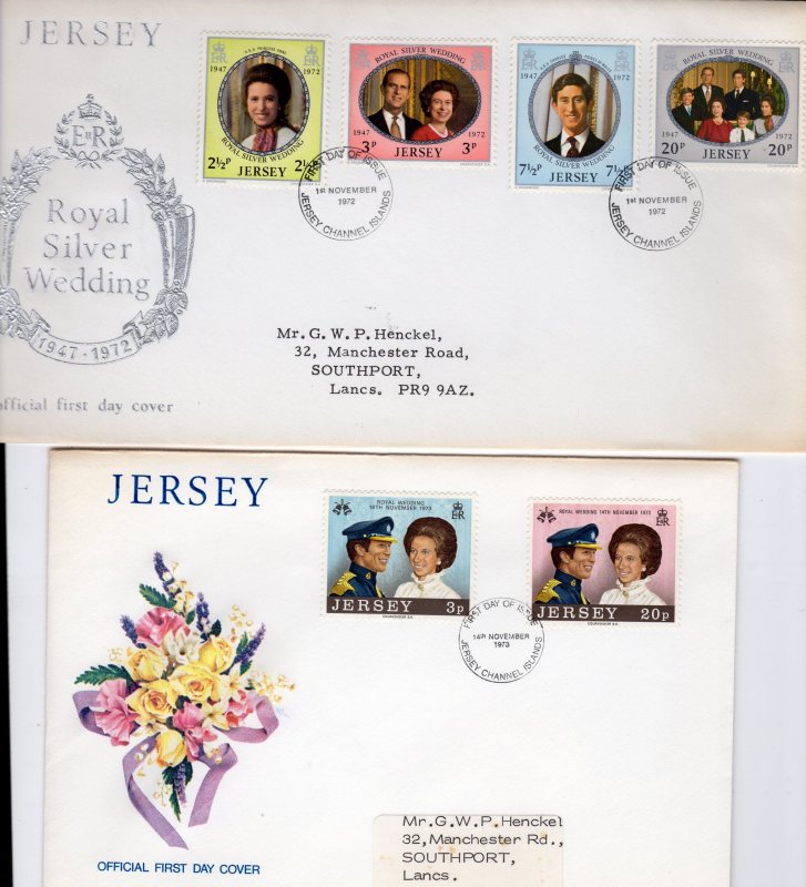 Jersey 1972/1977 ROYALTY LOT OF 4 FDC