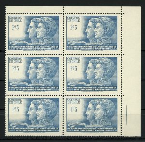 Chile Stamp Sesquicentenario Battles of Chacabuco y Maipu Block of 6 MNH