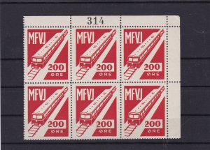 denmark railway parcel mnh stamps block  ref 11428