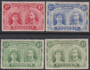 RHODESIA 1910 DOUBLE HEADS COLLECTION MINT OG/MNH