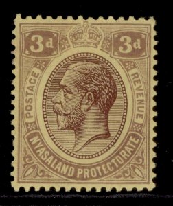 NYASALAND PROTECTORATE GV SG105, 3d purple/pale yellow, LH MINT. Cat £22.