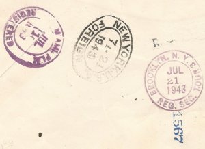 Bahamas July 1943 Censored Registered Airmail Cover - Complete 1942 Columbus Set