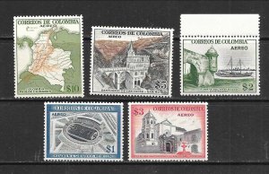 COLOMBIA Sc C249-53 NH issue of 1954 - 5 TOP VALUES FOR SET