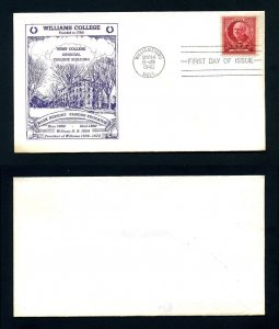 # 870 unaddressed First Day Cover with Williams College cachet - 3-14-1940 - #2