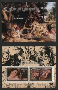 NORTH KOREA, 2 SOUVENIR SHEET RUBENS MNH		