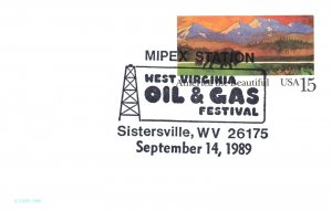 US SPECIAL PICTORIAL CANCEL POSTAL CARD MIPEX WEST VIRGINIA OIL & GAS FEST 1989