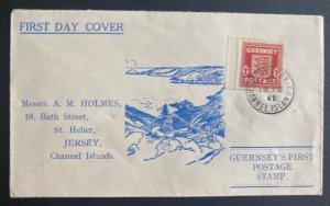 1941 Guernsey Channel Islands German Occupation England Cover First Stamp