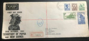 1952 Port Moresby Papua New Guinea First Day Airmail Cover To St George Bermuda