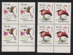 Argentina Chilean Flamingo Woodstar Birds Blocks of 4 1970 MNH SG#1293-1294