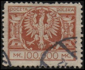 Poland 209 - Used - 100,000mk Eagle / Shield / Coat of Arms (1924) (cv $0.55) +