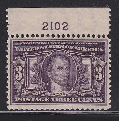 325 Plate # single VF+ OG never hinged nice color cv $ 20...