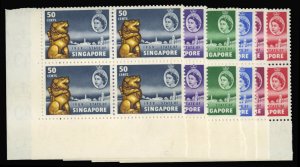 Singapore #43-48 Cat$54, 1959 New Constitution, set of six in blocks of four,...