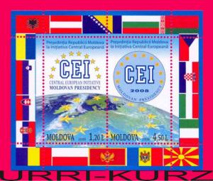 MOLDOVA 2008 Flags Central European Initiative CEI s-s Mi Bl.43(636-637) MNH
