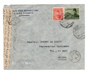 Egypt Censored Airmail Postal History Cover to Switzerland WS30543 