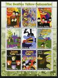 ERITREA - 2003 -The Beatles, Yellow Submarine #1-Perf 9v Sheet-MNH-Private Issue