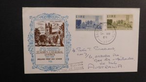 1968 Ireland First Day Cover FDC Dublin to Victoria Australia St Marys Cathedral