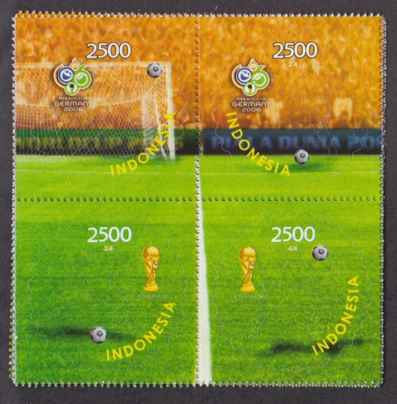 Indonesia # 2087, World Cup Soccer, Block of four, NH, 1/2 Cat.