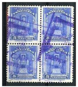 Venezuela 1947 - Scott 403 Block of 4 used - 5c monument