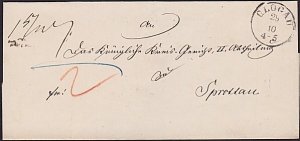 POLAND c1860 cover - folded wrapper ex GLOGAU to Sprottau...................1548