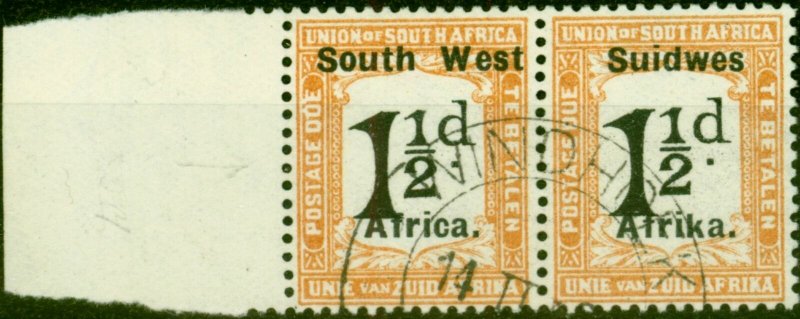 South West Africa 1927 1 1/2d Black & Yellow-Brown SGD34 V.F.U