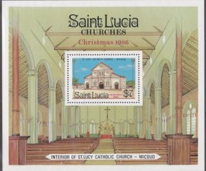 St. Lucia # 871, Catholic Church at  Micoud Souvenir Sheet, Mint NH, 1/2 Cat.