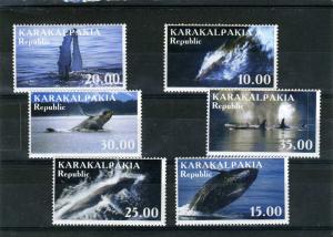 Karakalpakia 1998 Russia Local) Marine Life WHALES Set Perforated Mint (NH)