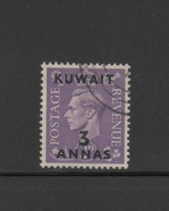 KUWAIT #77  1948  3a on 3p   KING GEORGE VI SURCHARGED   F-VF  USED   c