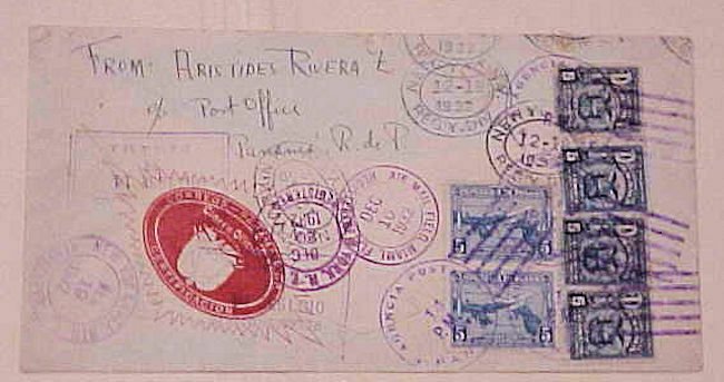 PANAMA OFFICIALLY SEALED REGISTERED 15 CANCELS 1932 DEC 14 B/S NY FORWARDED