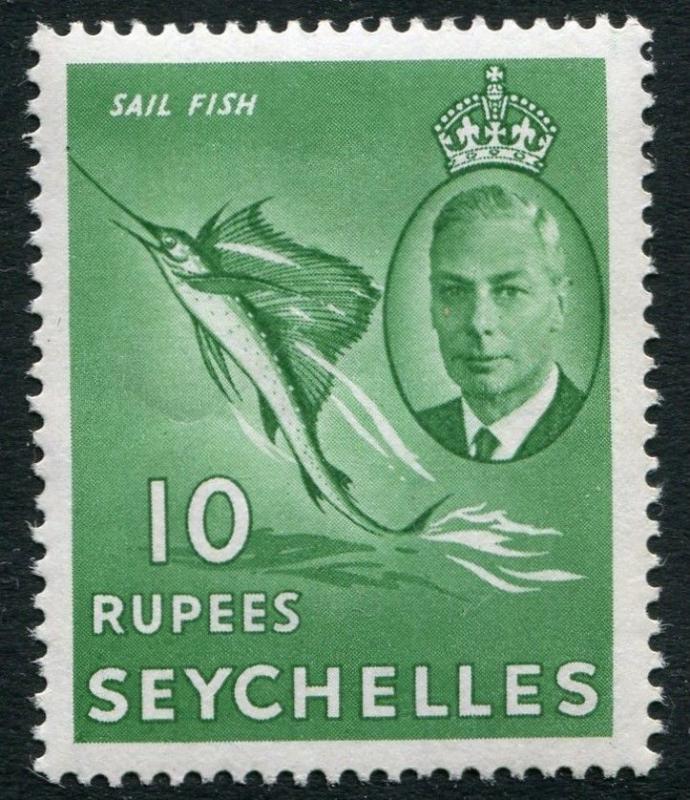 SEYCHELLES-1952 10r  Green Sg 172  UNMOUNTED MINT V20226