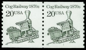 Sc 2463  20¢ Cog Railway Plate # Pair, MNH