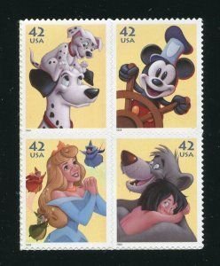 SCOTT  4342-45  DISNEY  42¢  BLOCK OF 4  MNH  SHERWOOD STAMP