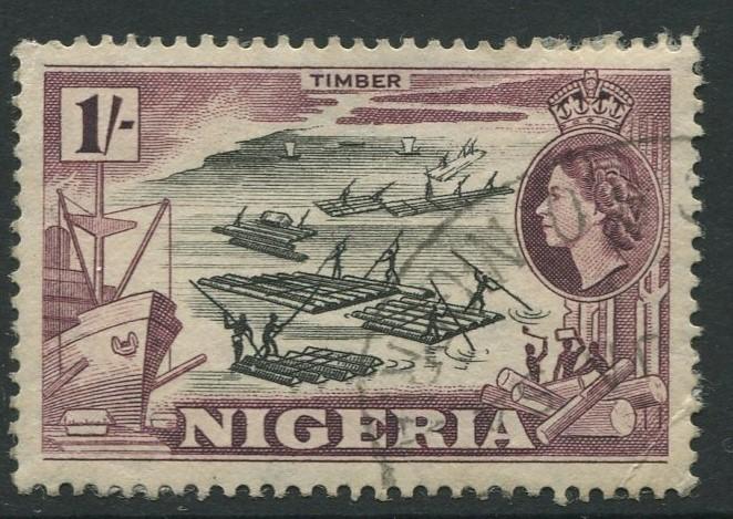 Nigeria -Scott 87 - QEII Definitive Issue -1953 - Used - Single 1/- Stamp