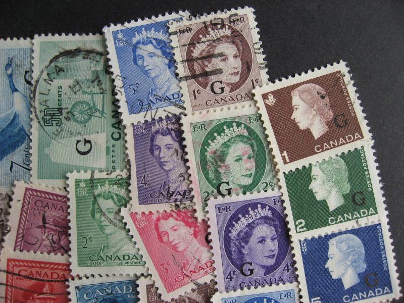 Canada 39 different used official overprinted or perfin stamps, nice group here!