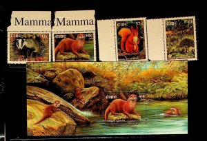 IRELAND Sc 1399-1403 NH SET+S/S OF 2002 - FOREST ANIMALS - (JS23)