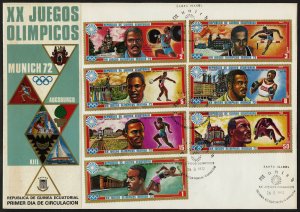 C30 Equatorial Guinea Oversized FDC 1972 Munich Olympics Gold Medal Winners Set