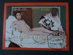 ​EQUARTORIAL GUINEA-FAMOUS NUDE ART PAINTING-FROM EUROPE -CTO S/S VERY FINE