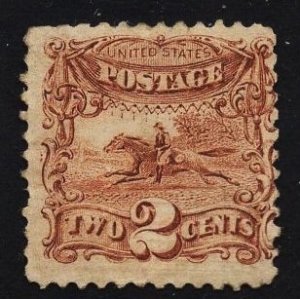 US Stamp #113 2c Brown Horse and Rider MINT NO GUM SCV $190