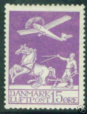 DENMARK  Scott C2 MH* 1926 Airmail stamps CV$47.50 creased