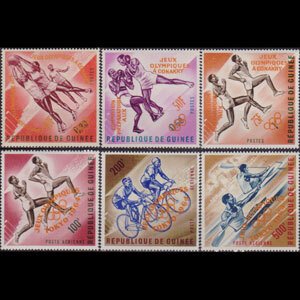 GUINEA 1963 - Scott# 312-4+C Olympic Ora.Opt. Set of 6 LH