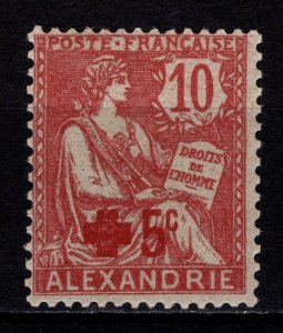 French PO in Alexandria 1915 Red Cross, Surch. 5c [Unused]